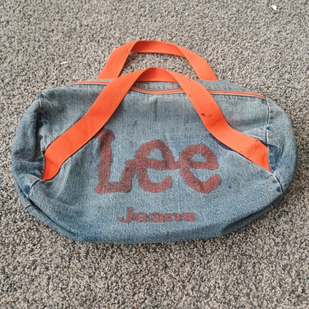 Lee Jeans Leggett Vintage 70s 80s Faded Denim Small Gym Duffle Bag Distressed